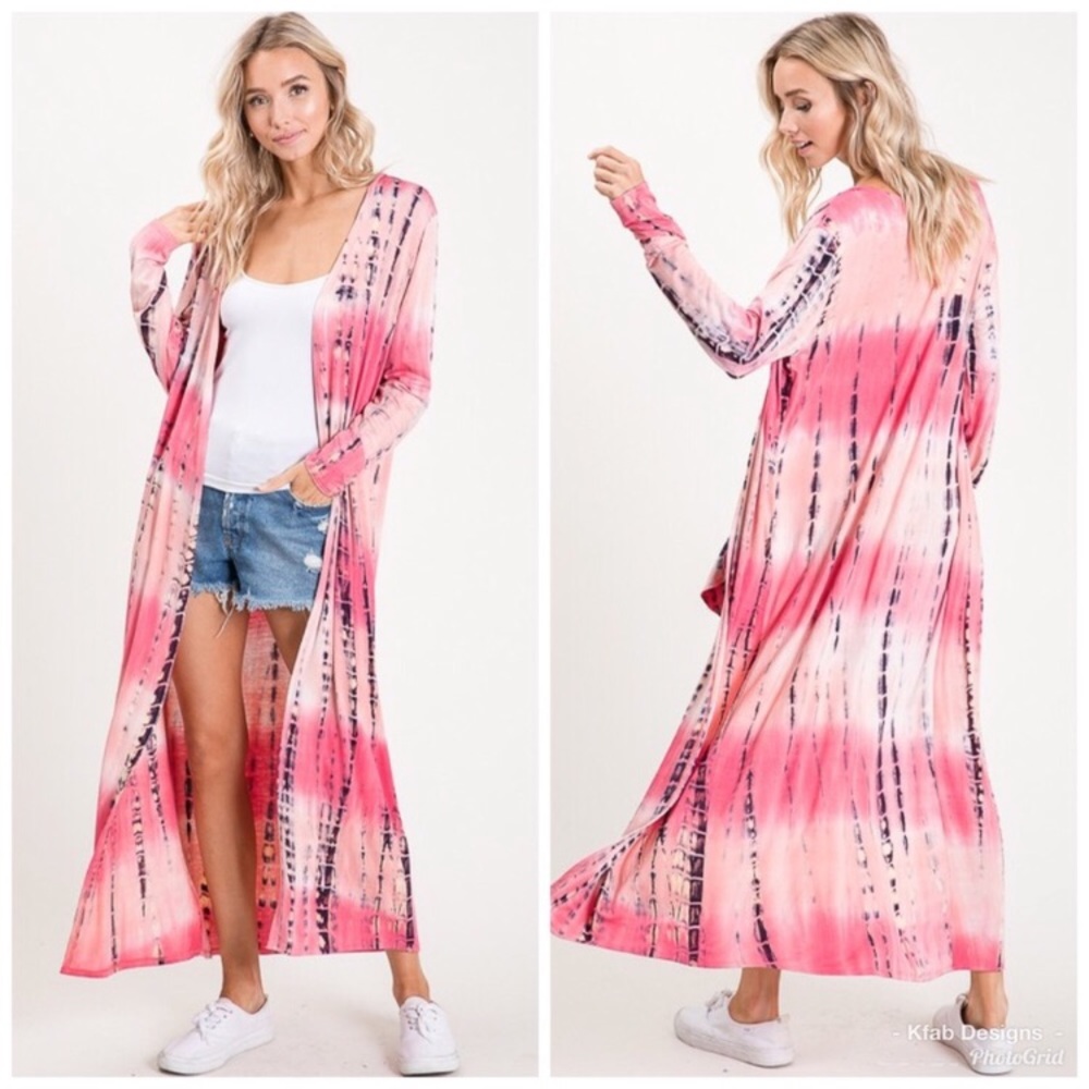 Soft longline tie dye pocket cardigan